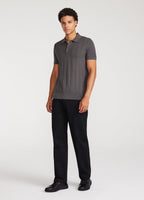 Camisa Polo com Estampa de Triângulos - Cinza Aço