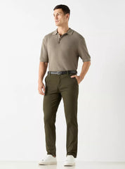 Camiseta Polo Texturizada Listrada - Marrom