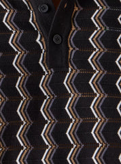 Camiseta Polo com Estampa Geométrica - Preto