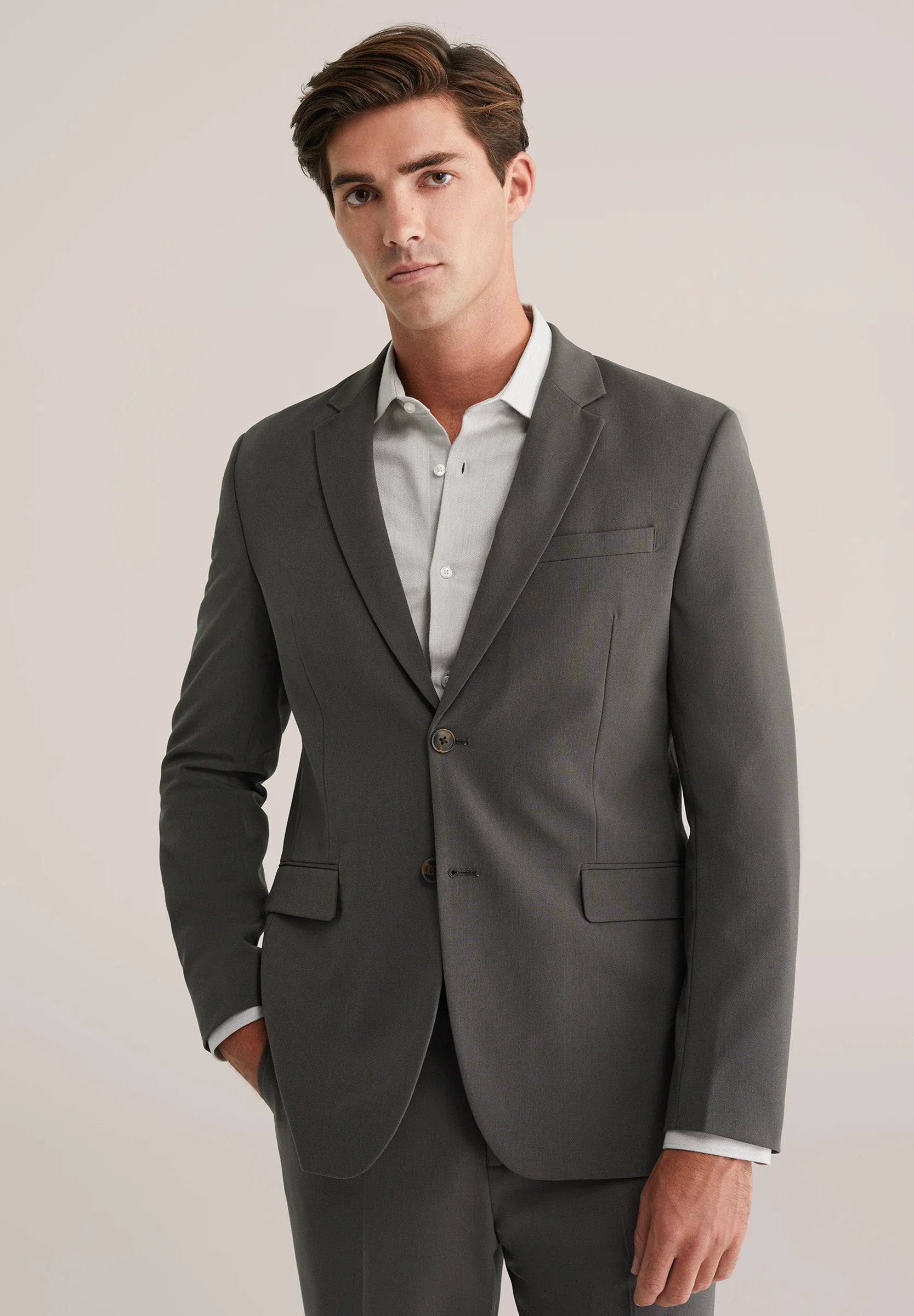 Blazer Regular Fit Alfaiataria Masculino - Cinza escuro