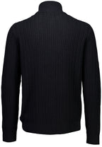 Cardigan Texturizado em Tricô com Gola Alta e Zíper - Preto