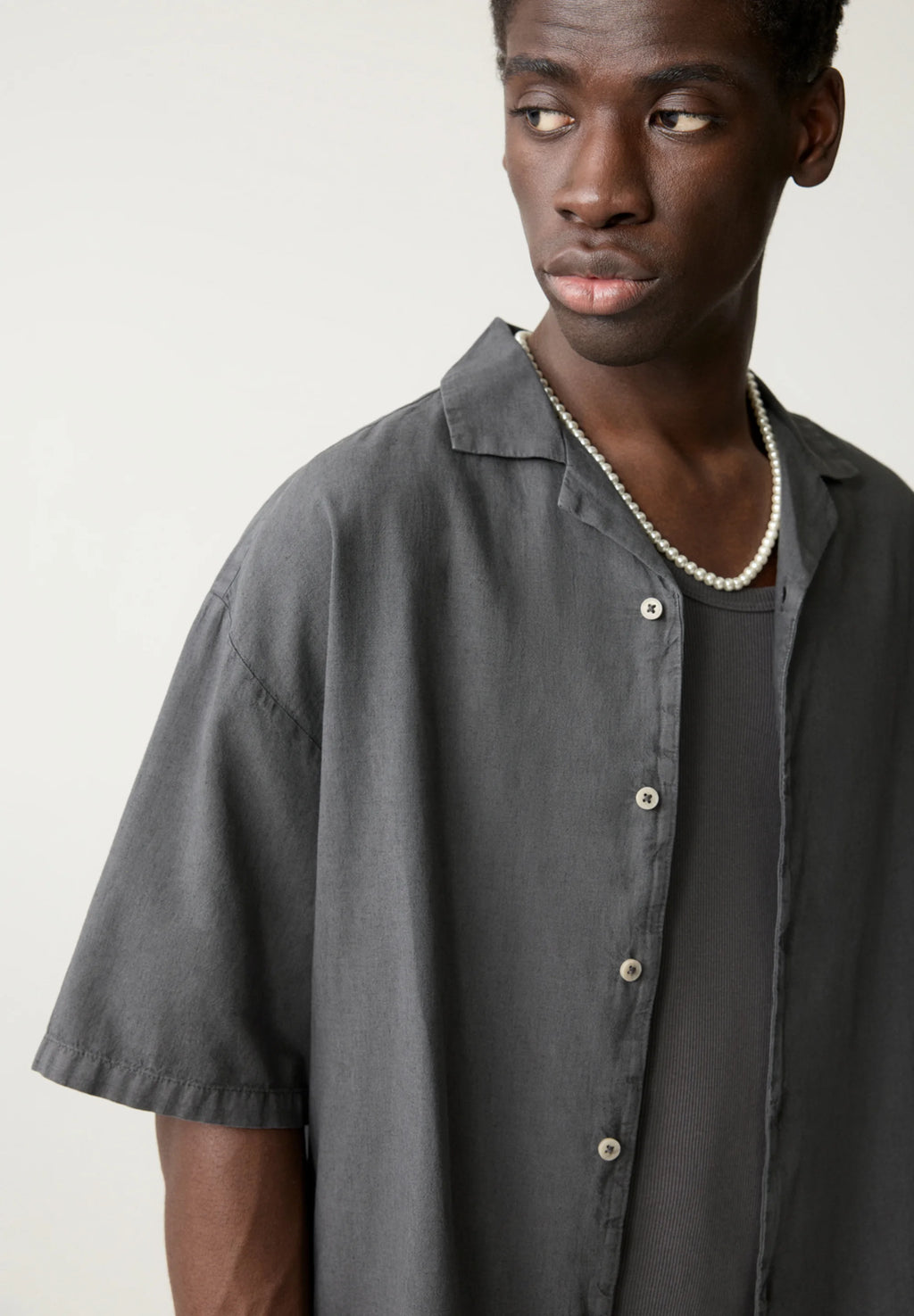 Camisa Clássica em Linho - Cinza escuro