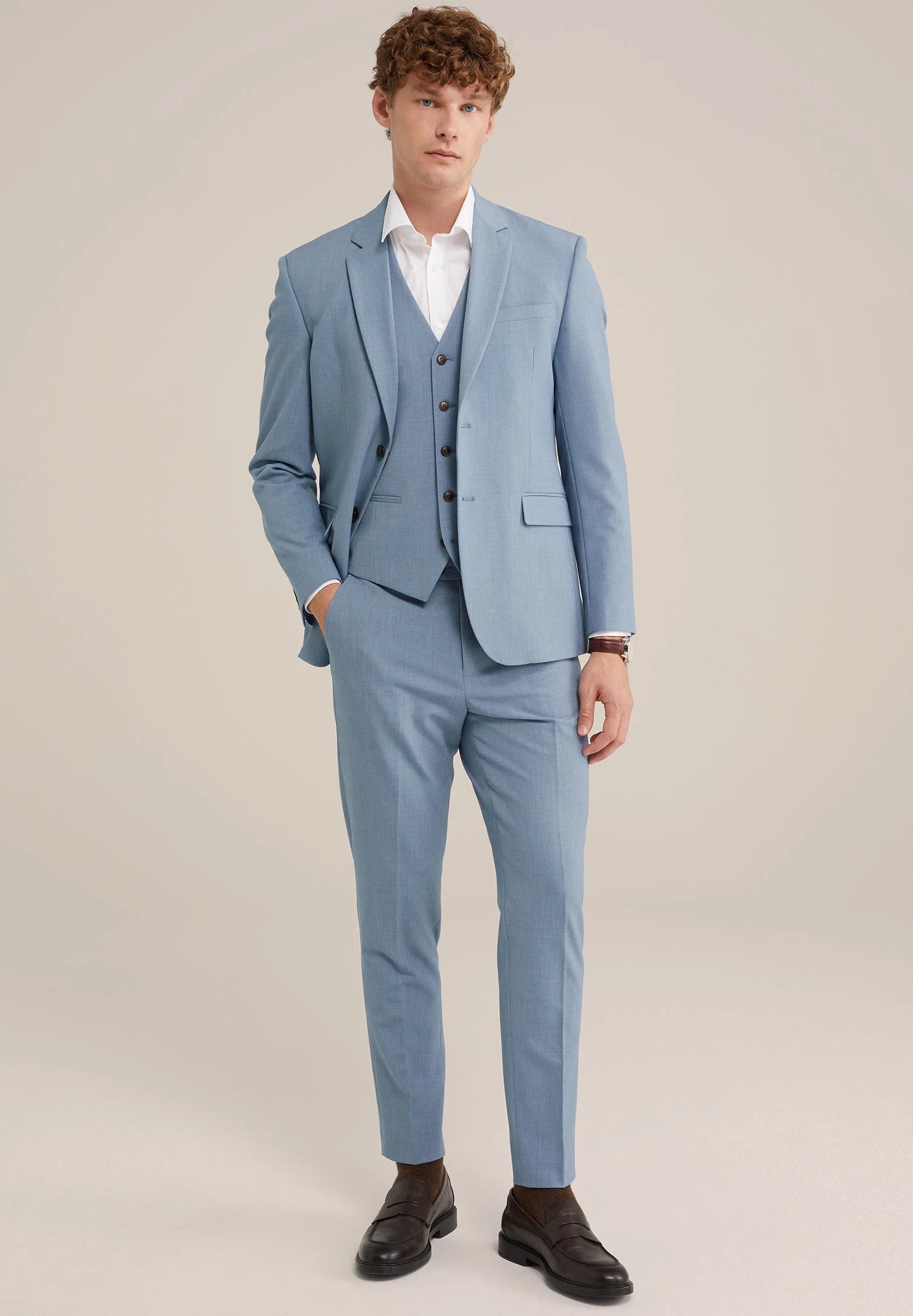 Colete Regular Fit Alfaiataria Masculino - Azul claro