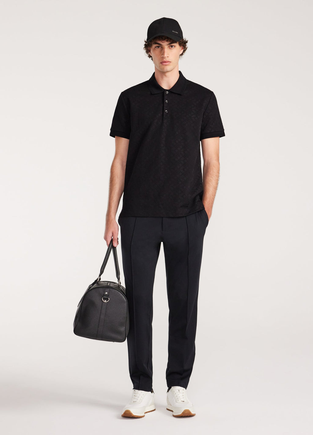 Camisa Polo Monograma Liso - Preto