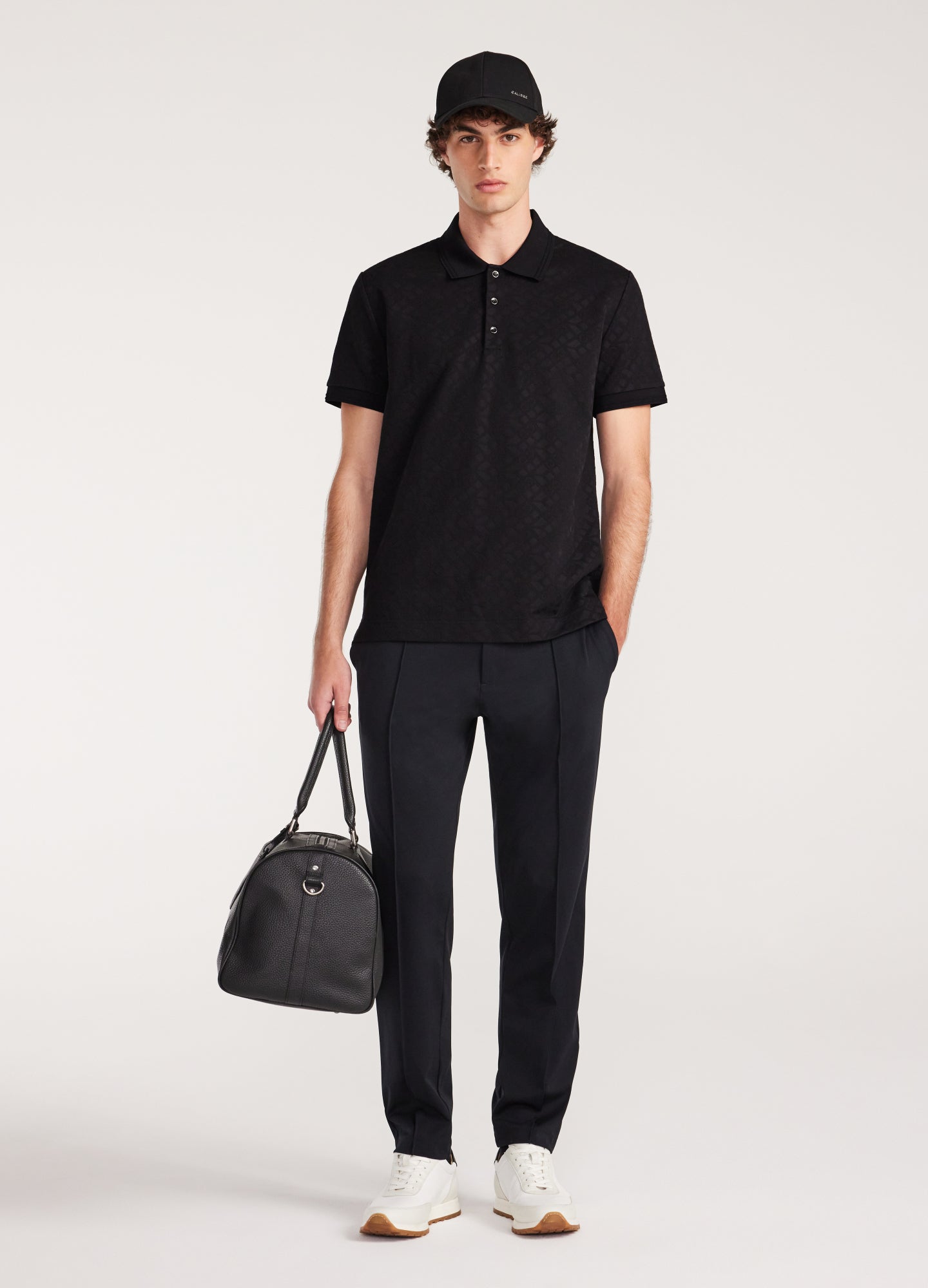 Camisa Polo Monograma Liso - Preto