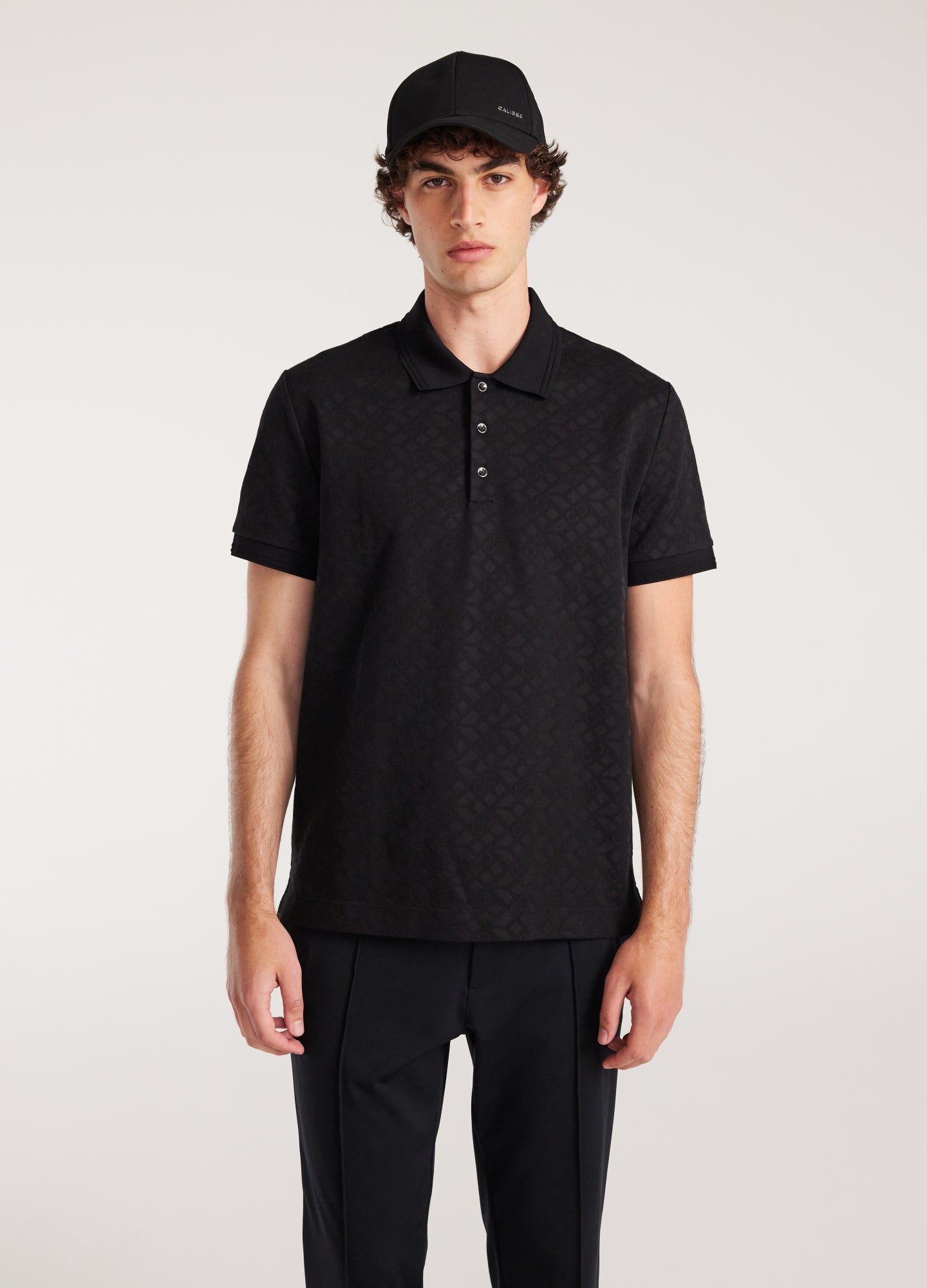Camisa Polo Monograma Liso - Preto