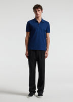 Camisa Polo Monograma Liso - Azul