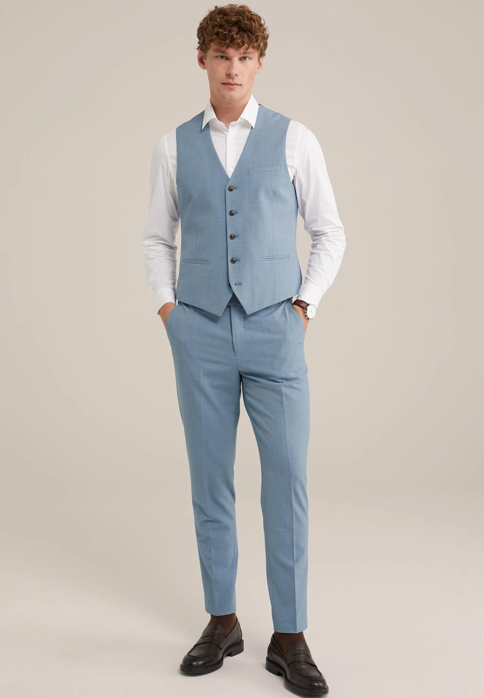 Colete Regular Fit Alfaiataria Masculino - Azul claro