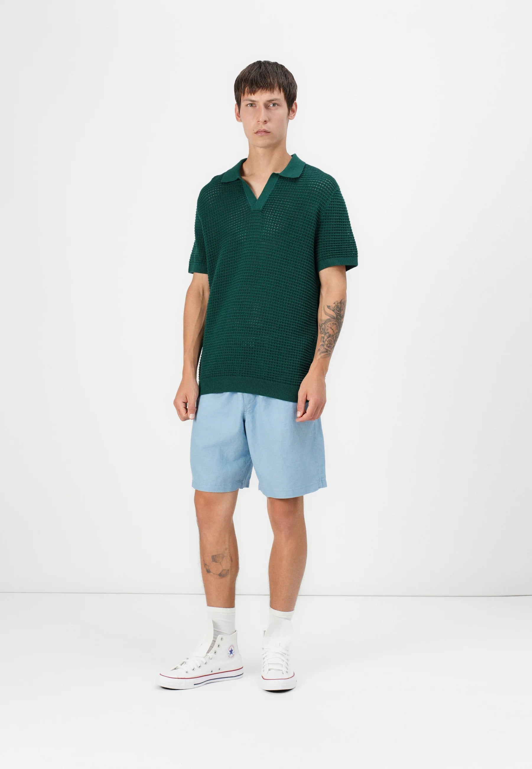 Camisa Gola Polo com Textura em Tricô - Verde