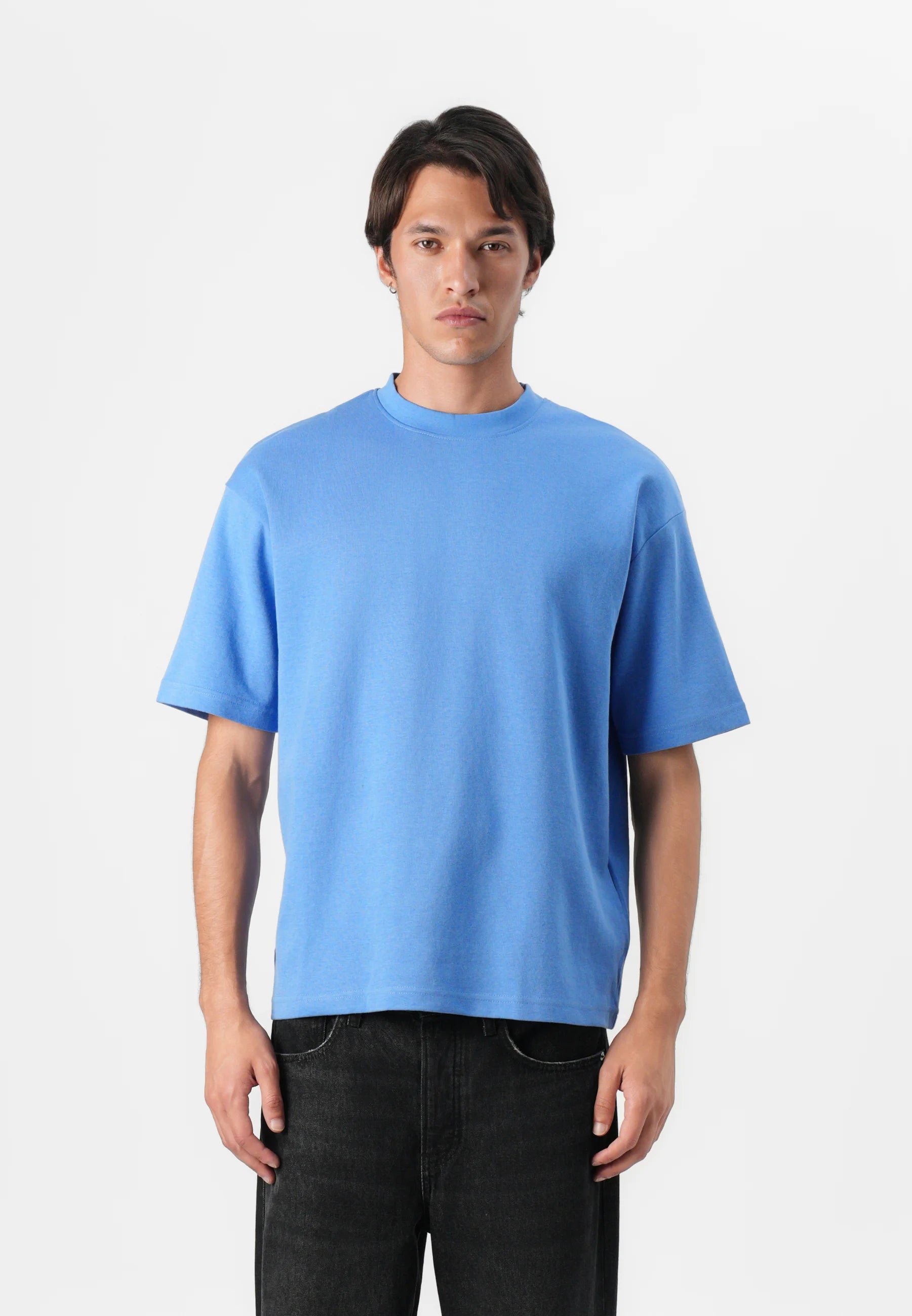 Camiseta Básica Masculina Oversized Gola Redonda - Azul