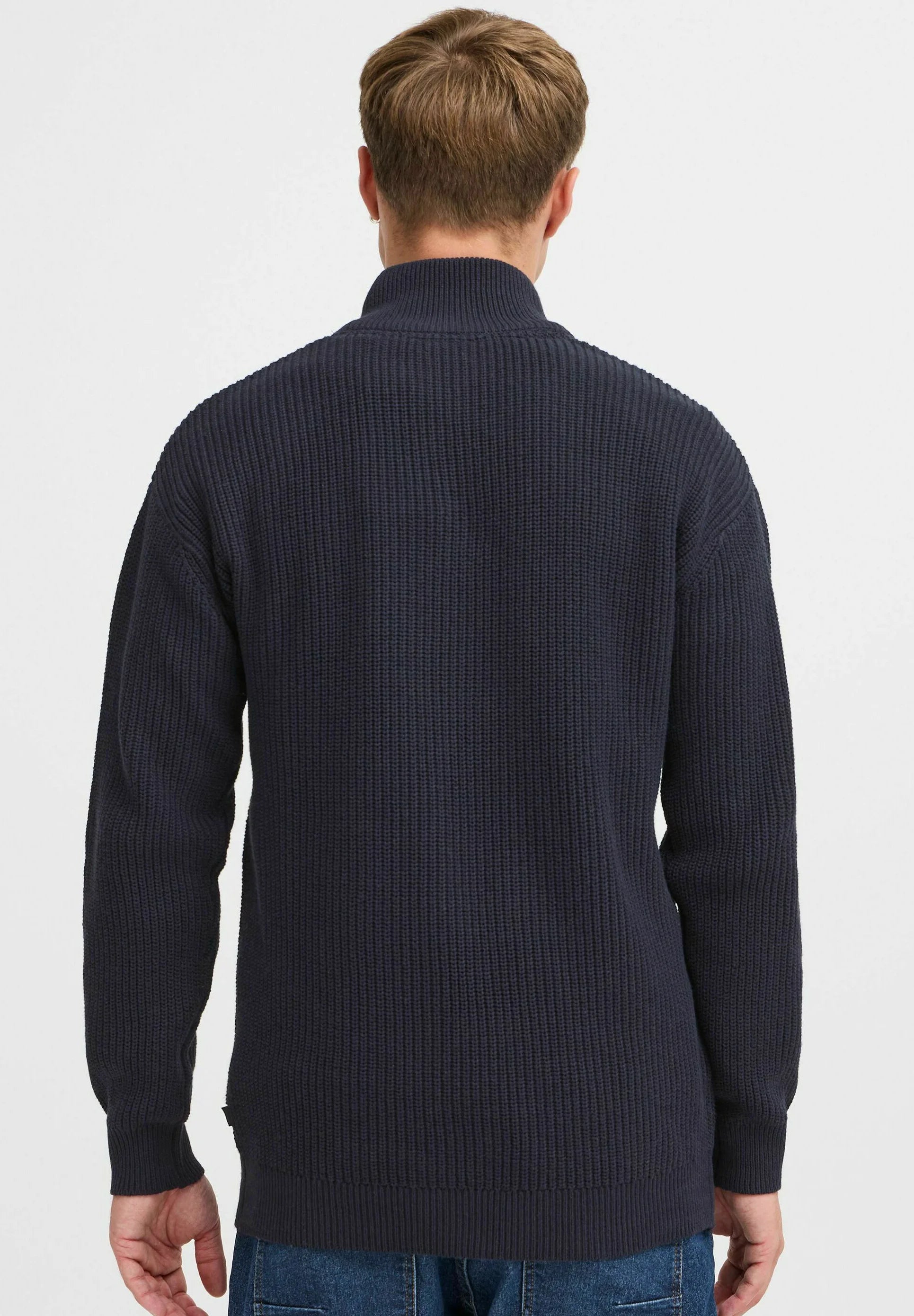 Suéter Masculino Gola Troyer com Ziper - Azul marinho