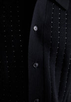 Camisa Polo em Algodão Canelada - Preto