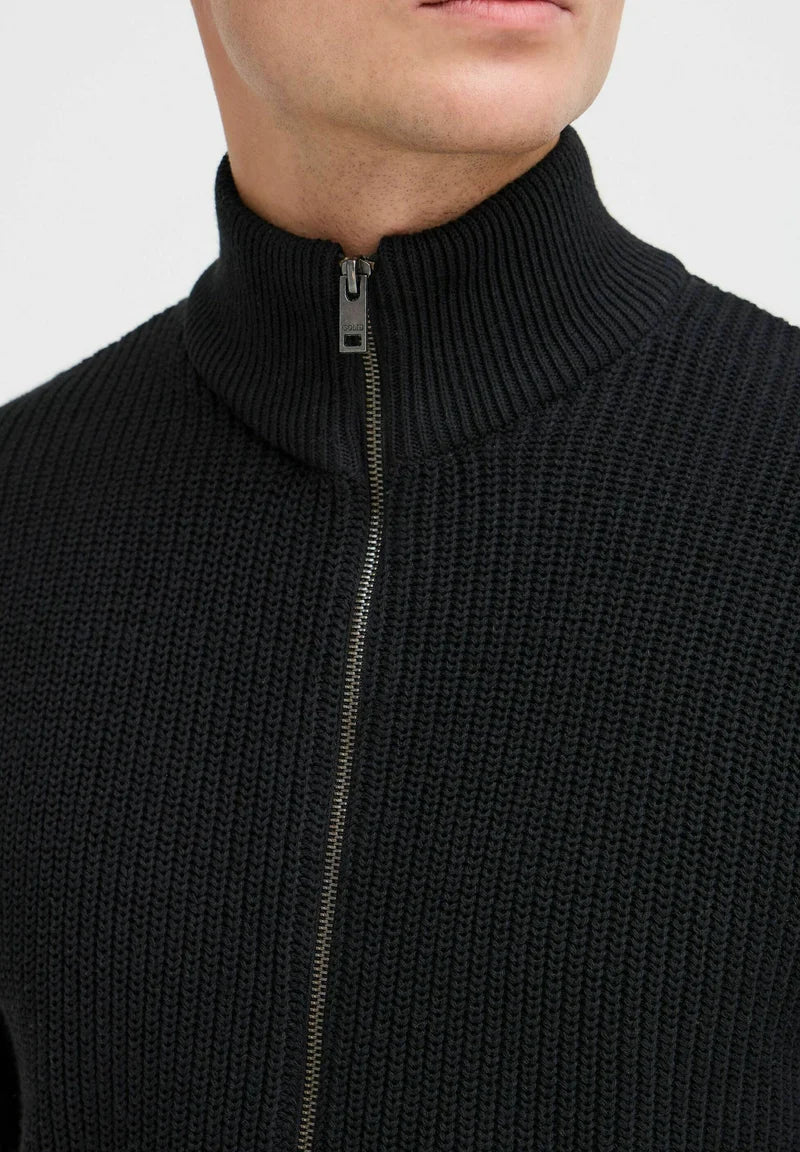 Suéter Masculino Gola Alta com Zíper Frontal - Preto
