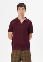 Camisa Gola Polo com Textura em Tricô - Vinho