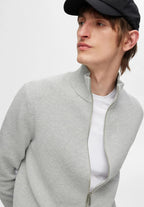 Cardigan Comfort com Gola Alta e Zíper - Cinza