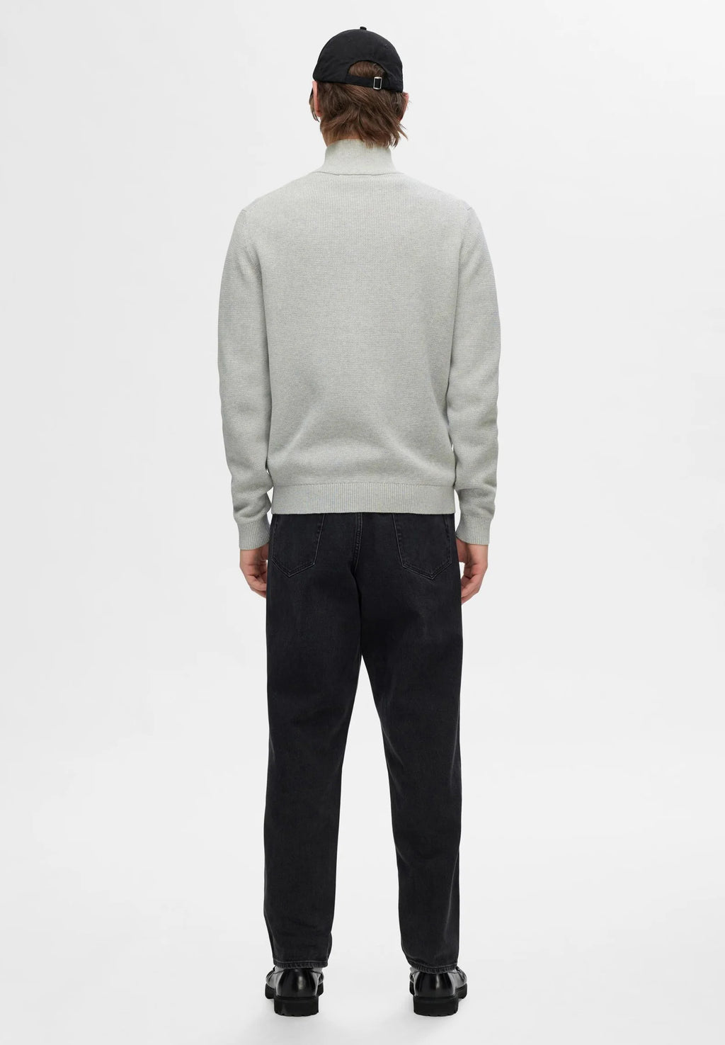 Cardigan Comfort com Gola Alta e Zíper - Cinza