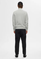 Cardigan Comfort com Gola Alta e Zíper - Cinza