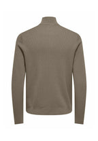 Suéter Comfort Texturizada com Gola Alta e Zíper - Taupe