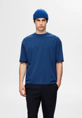 Camiseta Básica Masculina Oversized Gola Redonda - Azul escuro