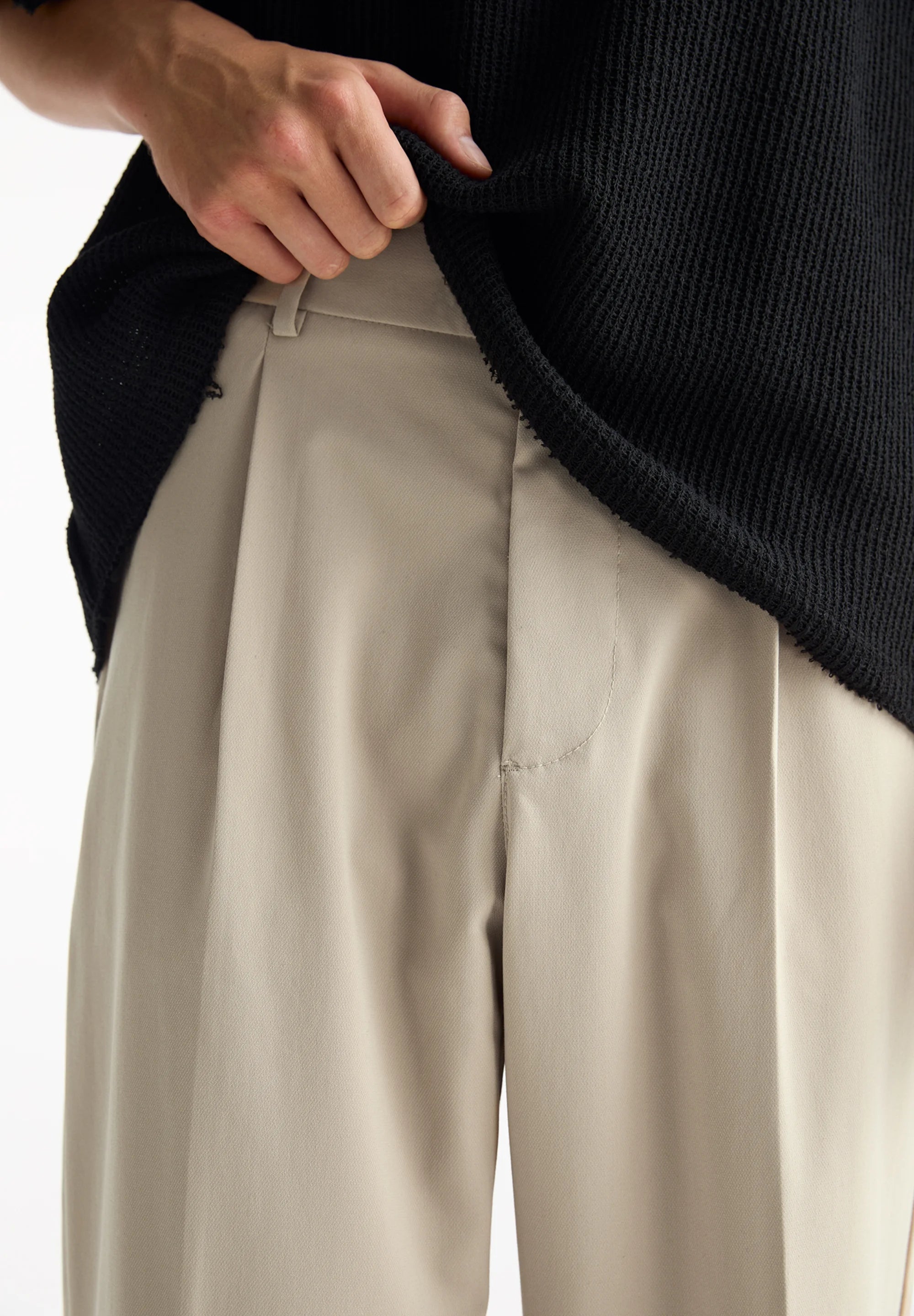 Calça Wide Fit Casual - Bege