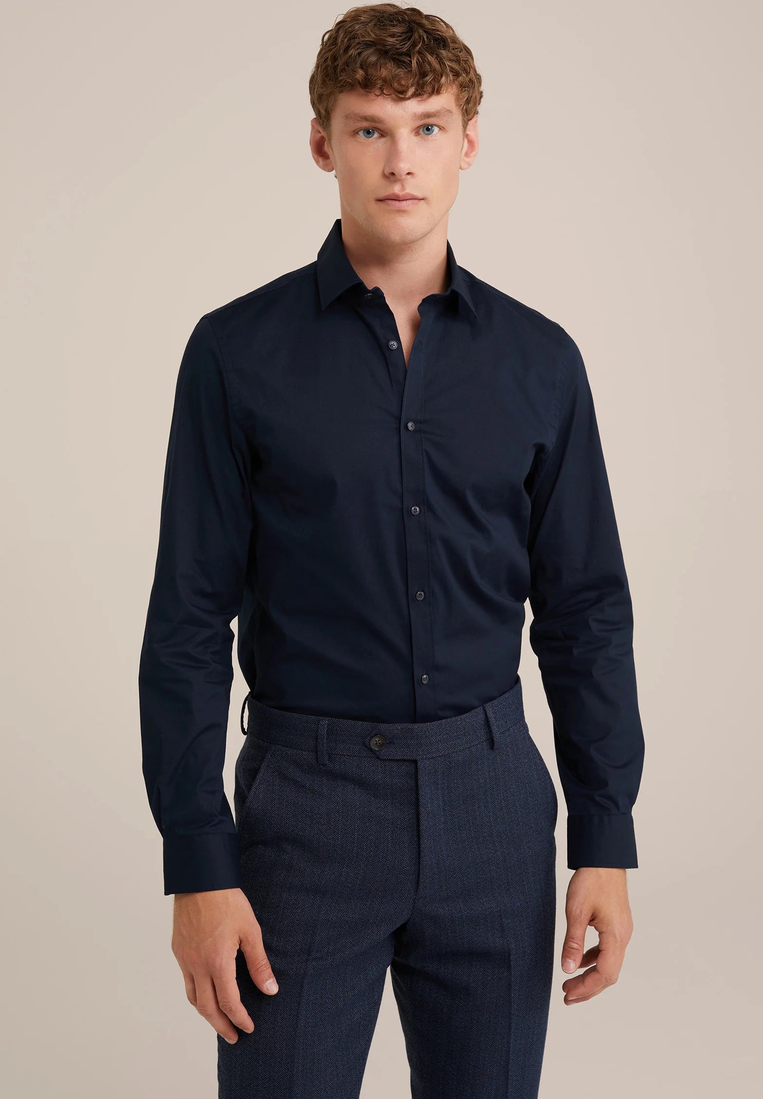 Camisa Social Masculina Alfaiataria Clássica - Azul marinho
