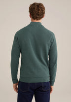 Suéter Masculino em Algodão com Gola Troyer e Zíper - Verde