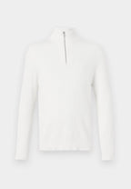 Suéter Comfort Texturizada com Gola Alta e Zíper - Branco