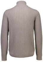 Cardigan Texturizado em Tricô com Gola Alta e Zíper - Bege