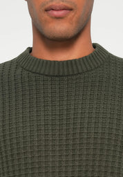 Suéter Masculino Gola Redonda Texturizado - Verde