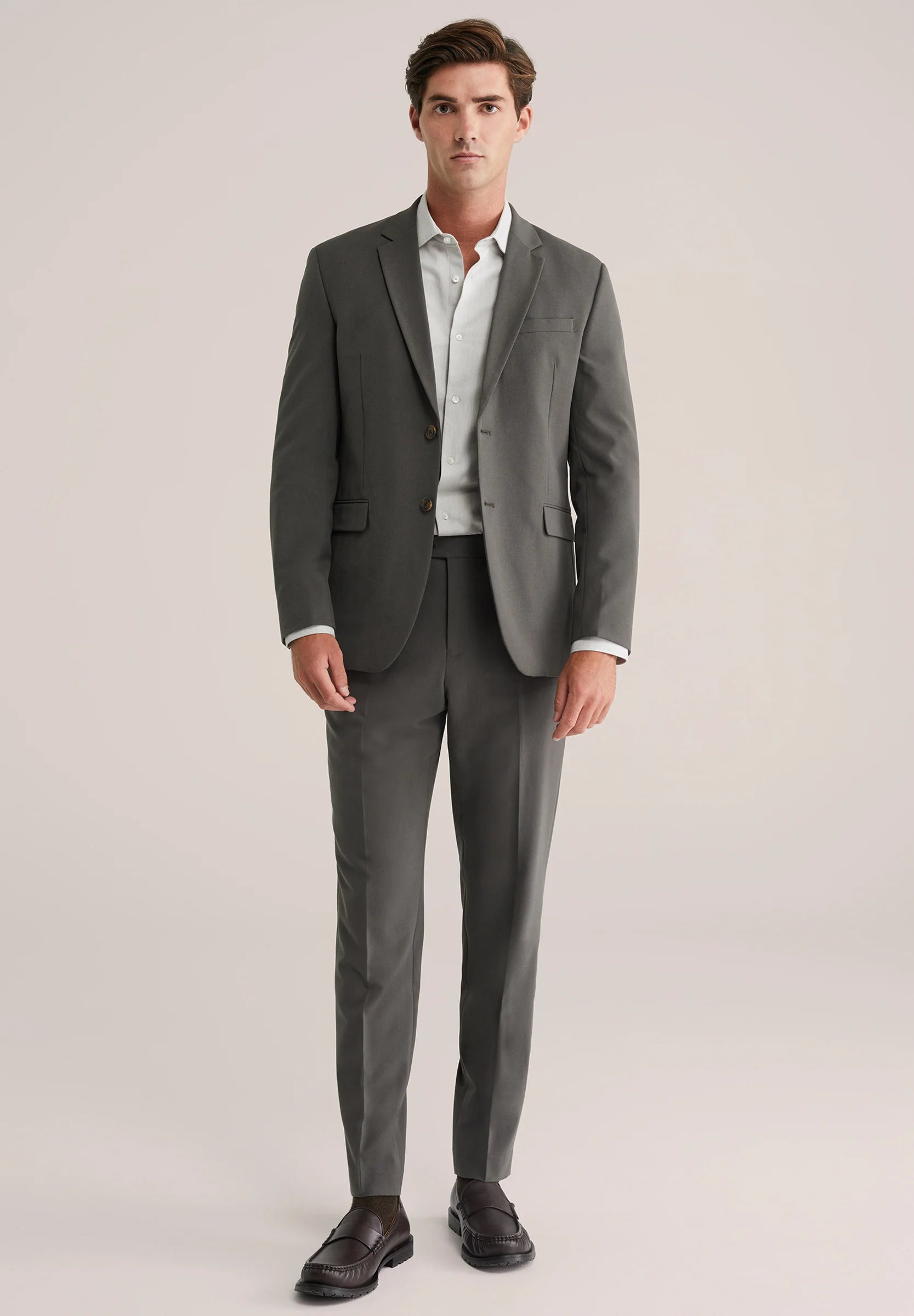 Blazer Regular Fit Alfaiataria Masculino - Cinza escuro