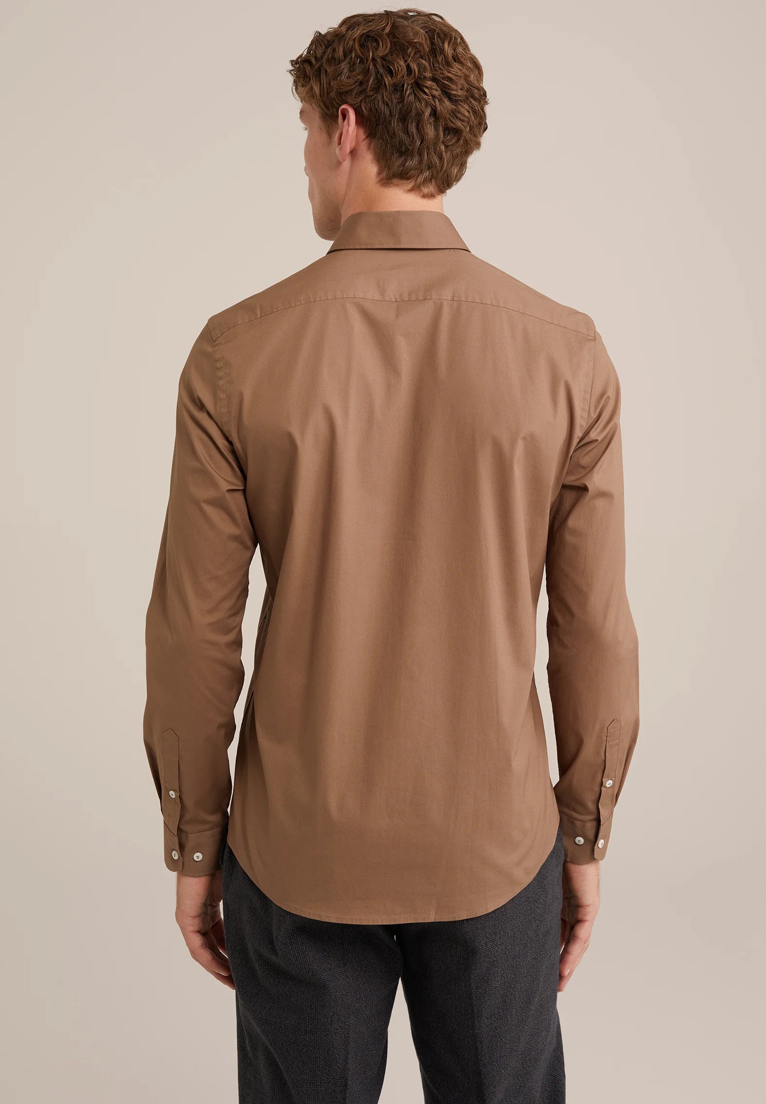 Camisa Social Masculina Alfaiataria Clássica - Marrom