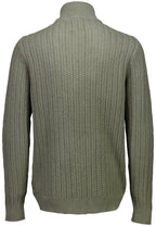 Cardigan Texturizado em Tricô com Gola Alta e Zíper - Verde musgo