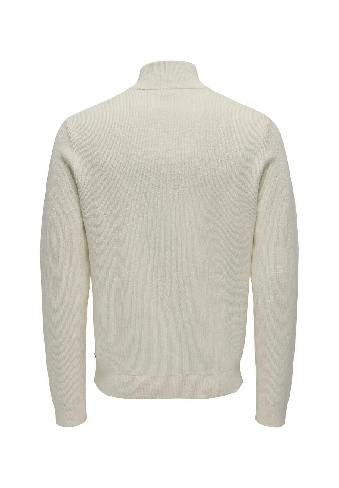 Suéter Comfort Texturizada com Gola Alta e Zíper - Bege