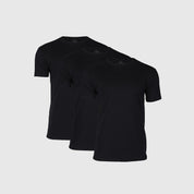 Kit com 3 Camisetas Gola Redonda - Preto