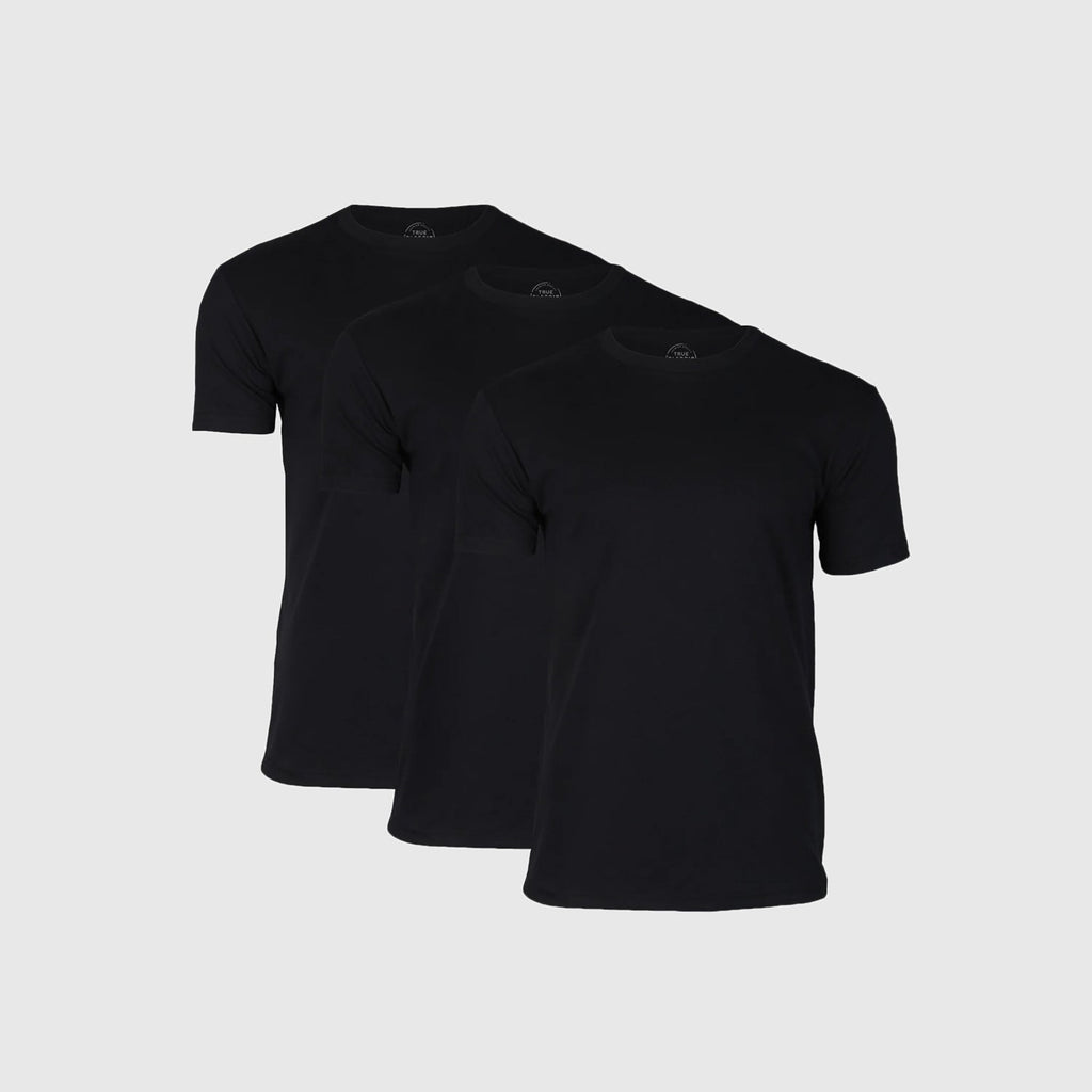 Kit com 3 Camisetas Gola Redonda - Preto