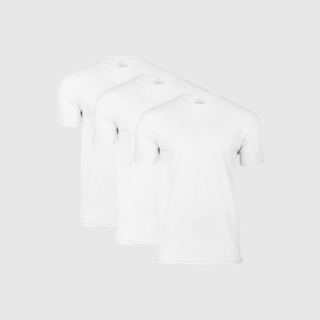 Kit com 3 Camisetas Gola Redonda - Branco