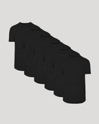 Kit com 6 Camisetas Gola Redonda com Barra Curva - Preto