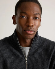 Suéter Masculino 100% Algodão com Zíper Frontal - Cinza escuro