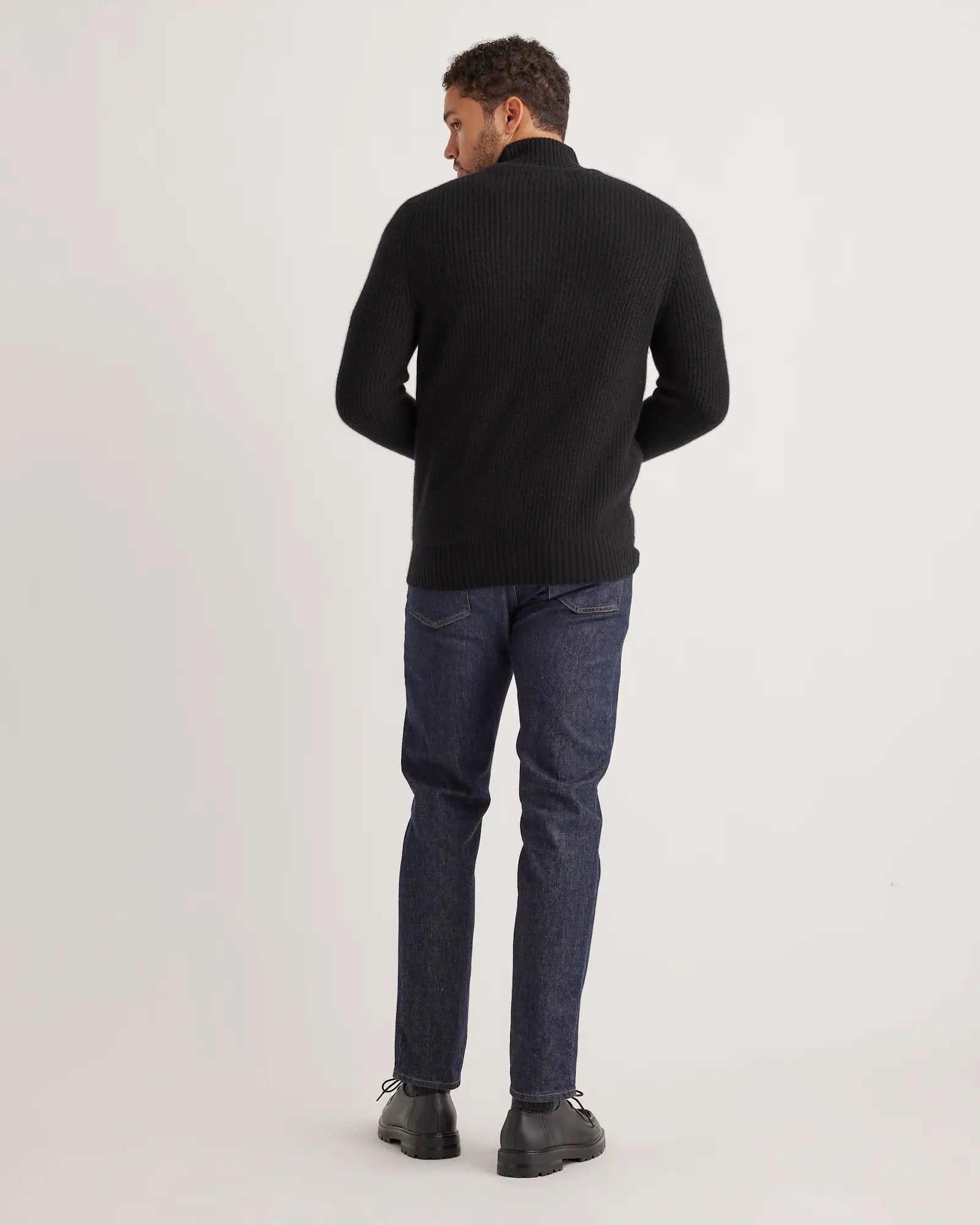 Suéter Masculino 100% Algodão com Zíper Frontal - Preto