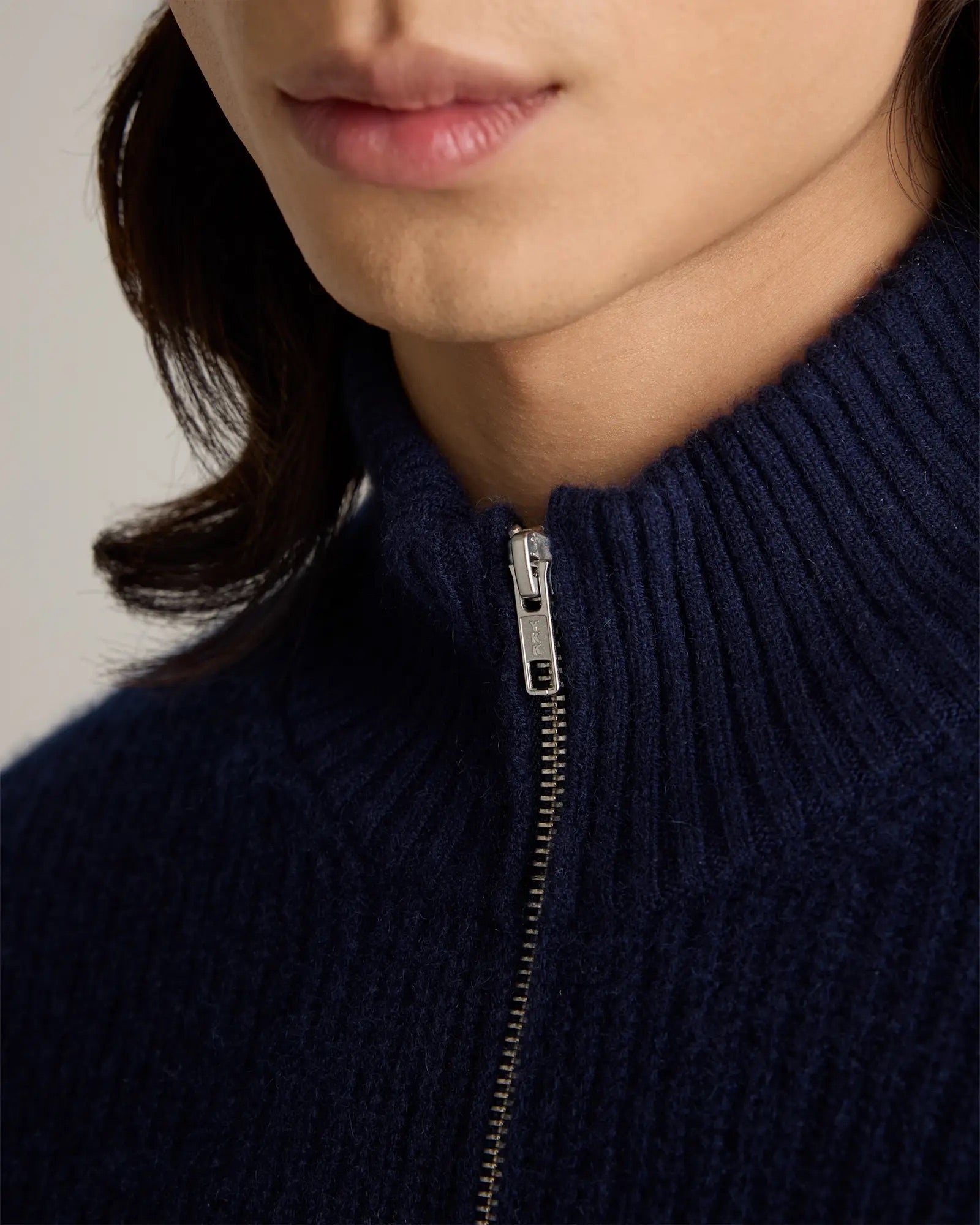 Suéter Masculino 100% Algodão com Zíper Frontal - Azul marinho