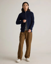 Suéter Masculino 100% Algodão com Zíper Frontal - Azul marinho