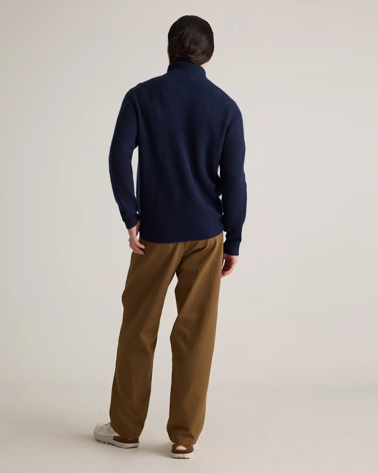 Suéter Masculino 100% Algodão com Zíper Frontal - Azul marinho