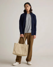 Suéter Masculino 100% Algodão com Zíper Frontal - Azul marinho