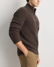 Suéter Masculino 100% Algodão com Zíper Frontal - Marrom