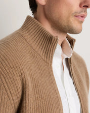 Suéter Masculino 100% Algodão com Zíper Frontal - Bege