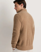 Suéter Masculino 100% Algodão com Zíper Frontal - Bege