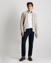 Suéter Masculino 100% Algodão com Zíper Frontal - Off white