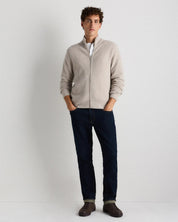 Suéter Masculino 100% Algodão com Zíper Frontal - Off white