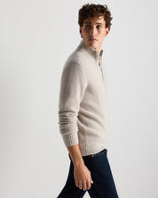 Suéter Masculino 100% Algodão com Zíper Frontal - Off white