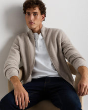 Suéter Masculino 100% Algodão com Zíper Frontal - Off white